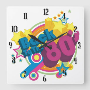 Zurück zur 80er-Jahre-Retro-Uhr Quadratische Wanduhr