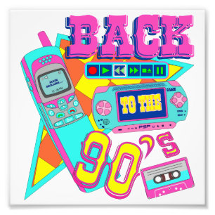 Zurück zur 90er Neon Arcade Fotodruck