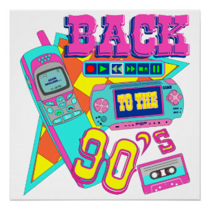 Zurück zur 90er Neon Arcade Poster