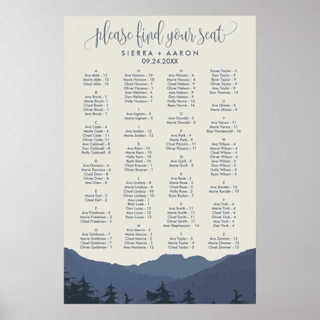 Zurück zur Alphabet-Seekarte der Berge Poster (Vorne)