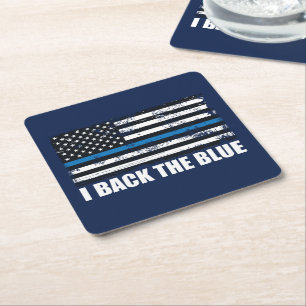 Zurück zur blauen Linie USA Flag MAGA WWG1WA Rechteckiger Pappuntersetzer