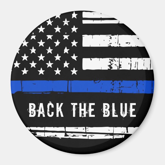 Zurück zur Blue Thin Blue Line-Polizei Magnet (Vorne)