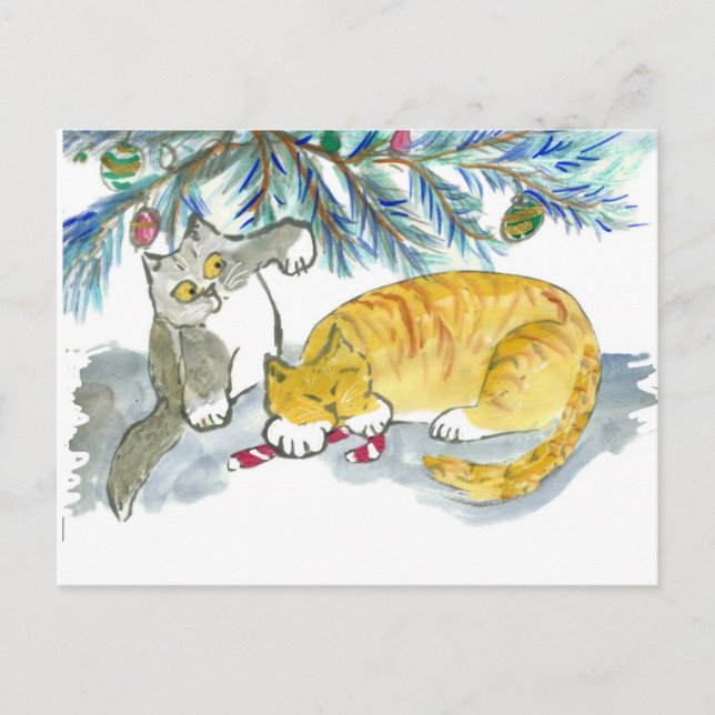 Zurück zur Candy Cane von Kitty Postkarte (Vorderseite)