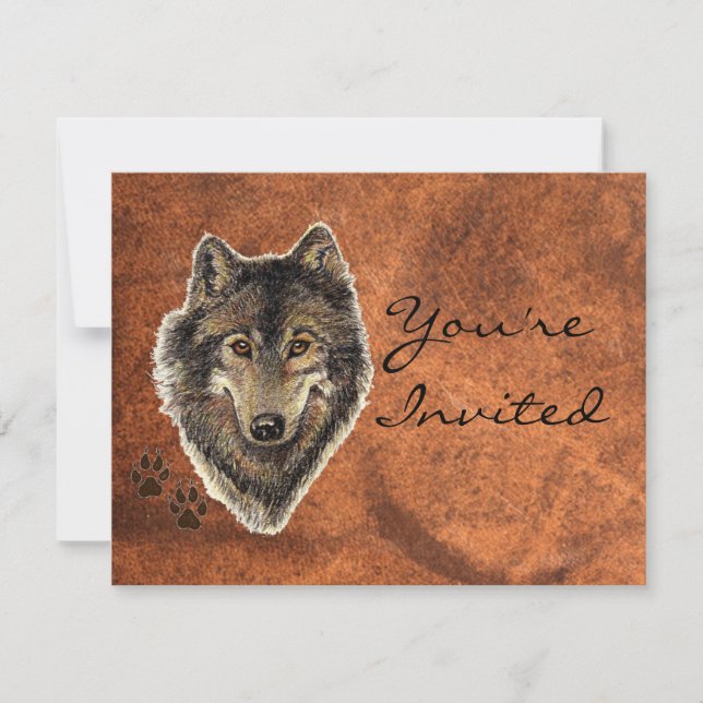 Zurück zur Natur, Wolf, tierisches Party einladen Einladung (Vorderseite)