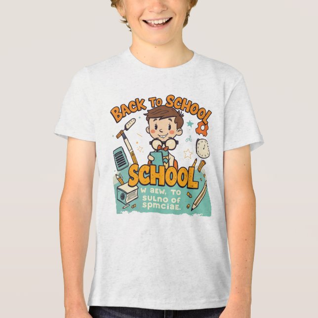 Zurück zur Niedlichen Cartoon-Schulbildung Tri-Blend Shirt (Vorderseite)