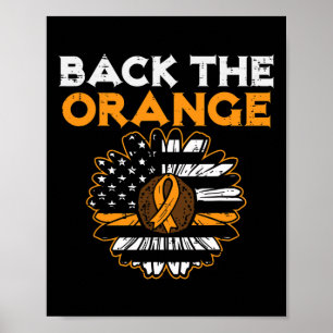 Zurück zur Orangen Sonnenblume US-Flagge Leukämie Poster