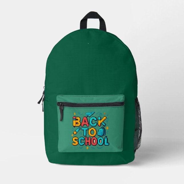 Zurück zur Retro-8-Bit-Gamer-Typografie-Gestaltung Bedruckter Rucksack (Vorderseite)