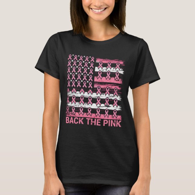 zurück zur rosa Brustkrebserkrankung Uns Flagge T-Shirt (Vorderseite)