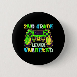 Zurück zur Schule 2. Klasse Jungen Gamer Erster Ta Button