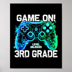 Zurück zur Schule 3. Klasse Jungen Gamer Erster Sc Poster