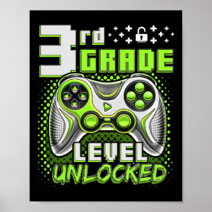 Zurück zur Schule 3. Klasse Jungen Gamer Erster Sc Poster