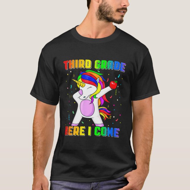 Zurück zur Schule 3. Klasse Unicorn Dabbing Kinder T-Shirt (Vorderseite)