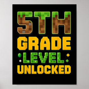 Zurück zur Schule 5. Klasse Jungen Gamer Erster Ta Poster