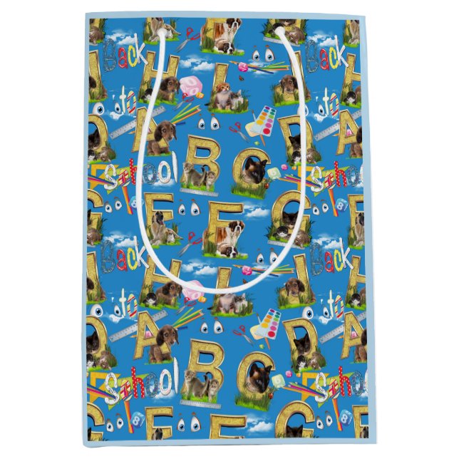 Zurück zur Schule ABC Wiederholung des Designs Mittlere Geschenktüte (Vorderseite)