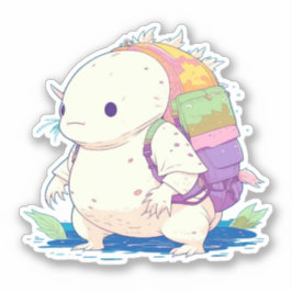 Zurück zur Schule Axolotl Kawaii Cartoon Aufkleber