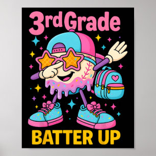 Zurück zur Schule Baseball-Eis-Drip Erster Schulta Poster