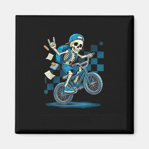 Zurück zur Schule Biker-Skelett fährt BMX-Fahrrad Magnet