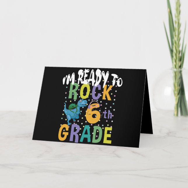 Zurück zur Schule bin ich bereit für Rock 6. Klass Dankeskarte (Vorderseite)