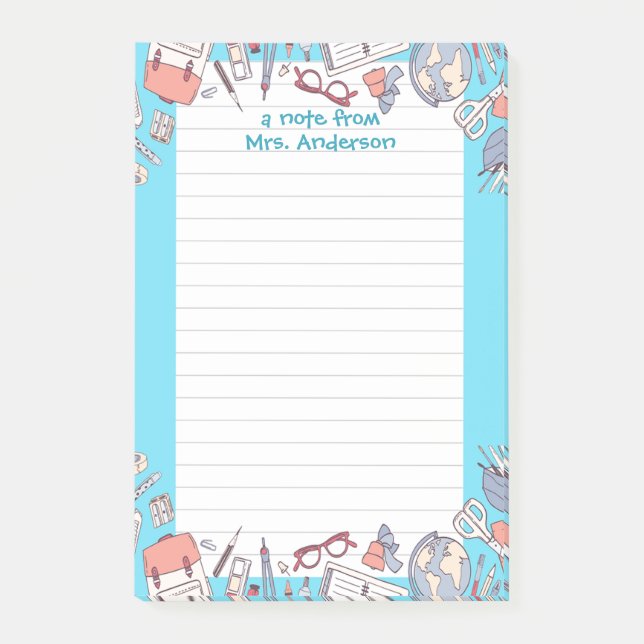 Zurück zur Schule Blau Post-it Klebezettel (Vorderseite)