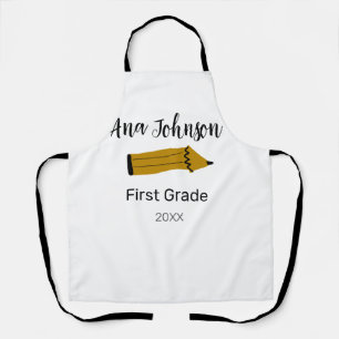 Zurück zur Schule Bleistift hinzufügen Name Klasse Schürze