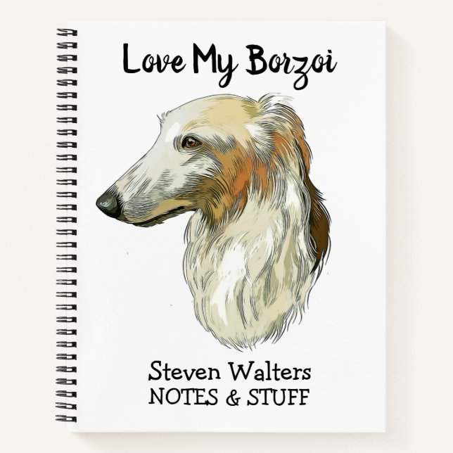 Zurück zur Schule Borzoi Notebook Notizbuch (Vorderseite)