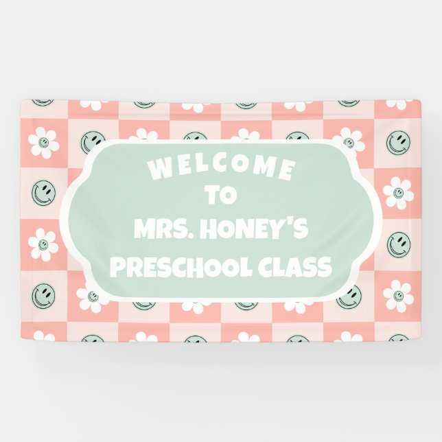 Zurück zur Schule Dekoration Lehrer Retro Banner (Horizontal)
