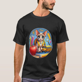 Zurück zur Schule Devon Rex Katze Jungen Mädchen S T-Shirt