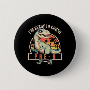 Zurück zur Schule Dinosaurier-Junge Ich bin bereit Button