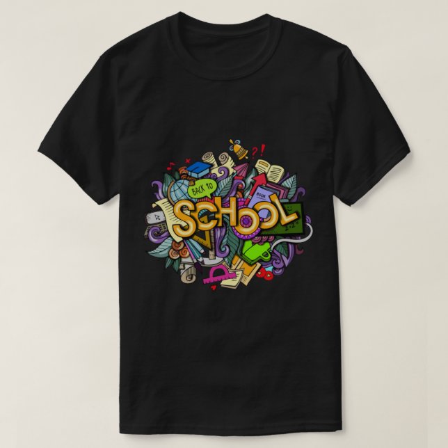 Zurück zur Schule Doodles Art T-Shirt (Design vorne)