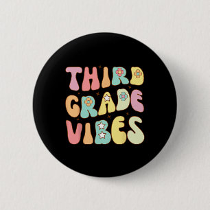 Zurück zur Schule Dritte Klasse Vibes Groovy Lehre Button