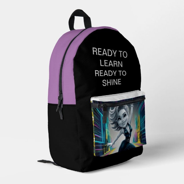 Zurück zur Schule Druckausschnitt Rucksack (Rückseitige Ecke links)