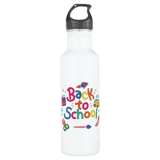 Zurück zur Schule Edelstahlflasche (Vorderseite)
