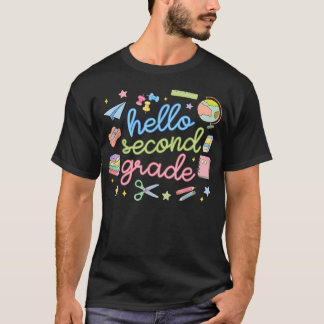 Zurück zur Schule Erster Tag Hallo Zweite 2. Klass T-Shirt