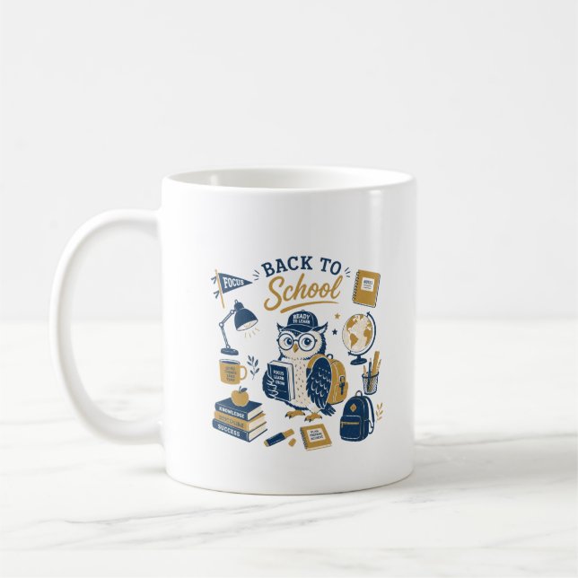 Zurück zur Schule Eule Retro Kaffeetasse (Links)