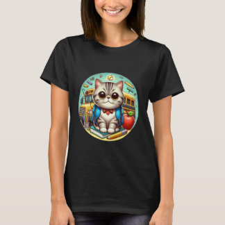 Zurück zur Schule Exotische Kurzhaar Katze Jungen  T-Shirt