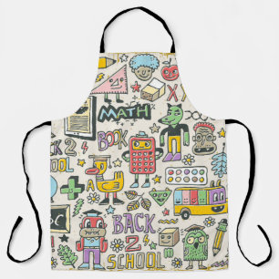 Zurück zur Schule farbenfrohe Doodle Set 2. Handge Schürze