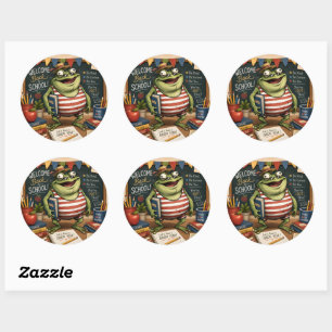 Zurück zur Schule Frosch PNG, Lehrer Klassenzimmer Runder Aufkleber