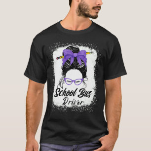 Zurück zur Schule für Schulbusfahrer Messy Bun Fra T-Shirt
