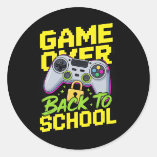 Zurück zur Schule Gamer Controller Lustiger Spruch Runder Aufkleber