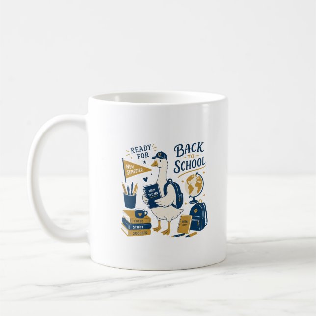 Zurück zur Schule Gans Retro Kaffeetasse (Links)