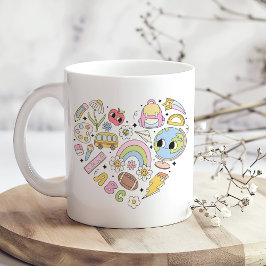Zurück zur Schule Groovy Farbiges Herz Kaffeetasse