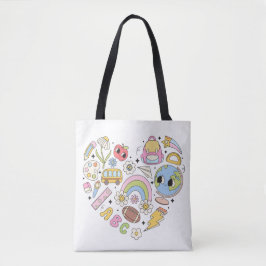 Zurück zur Schule Groovy Farbiges Herz Tasche