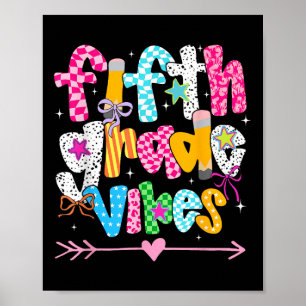 Zurück zur Schule Groovy Lehrer Fünfte Klasse Vibe Poster