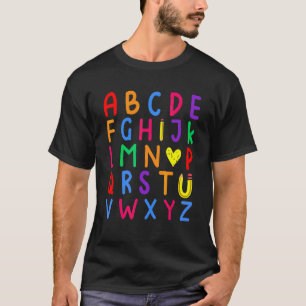 Zurück zur Schule Hallo Alphabet Buchstaben Lehrer T-Shirt