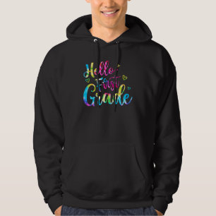Zurück zur Schule Hallo Erste Klasse Gefärbte Kraw Hoodie