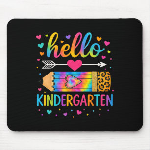 Zurück zur Schule Hallo Kindergarten Leopard Tie D Mousepad