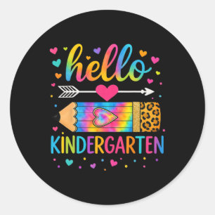 Zurück zur Schule Hallo Kindergarten Leopard Tie D Runder Aufkleber