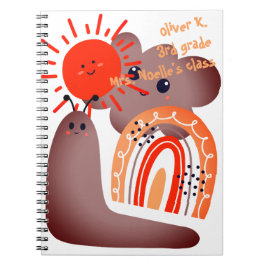 Zurück zur Schule | Happy Smiley Cloud Sun Snail N Notizblock