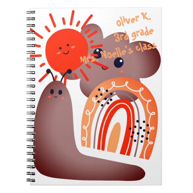 Zurück zur Schule | Happy Smiley Cloud Sun Snail N Notizblock (Vorderseite)
