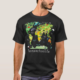 Zurück zur Schule Homeschool Weltkarte Geografie T-Shirt